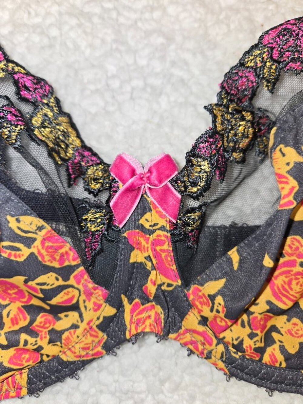 Freya Tattoo Underwire Balcony Bra 36FF UK 36H US Floral Lace AA4441 - Picture 5 of 5